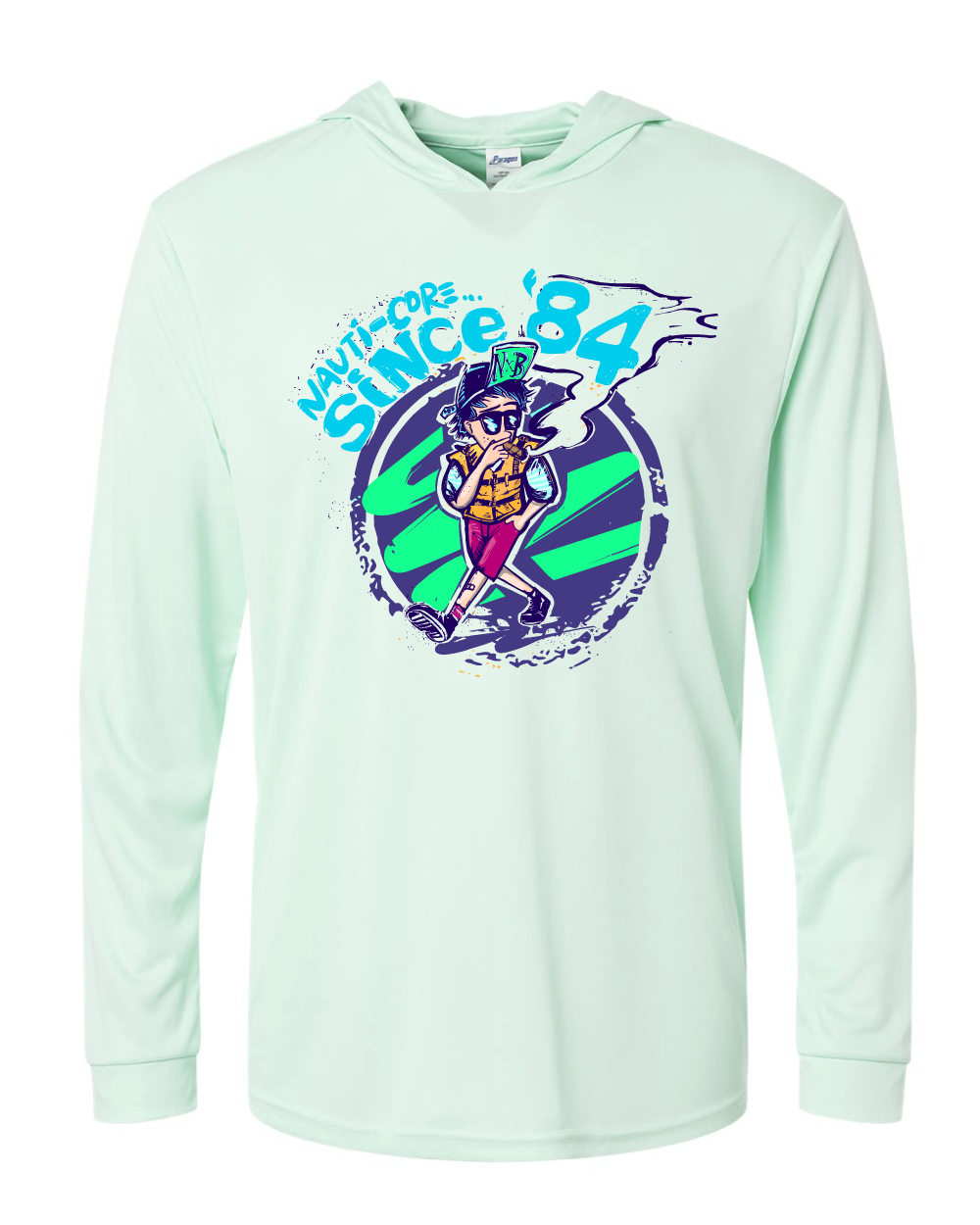 Johnny’s Nauti-Core Sun Shirt (Color: Mint with Deep Blue Plum/Lime ‘Johnny’)